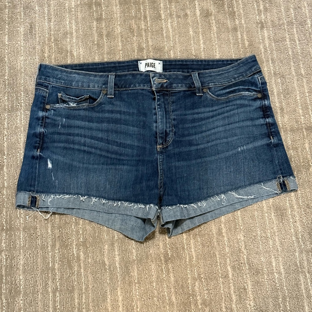 Paige Jimmy Jimmy Mid Rise Jean Shorts 32